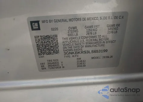 2020 Chevrolet Blazer Awd Rs from USA, damaged, VIN 3GNKBKRS3LS653199